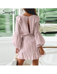 Dresses Ruffle summer dress women Long flare sleeve backless sashes short plus size dresses 2019 Elegant solid female vestido...