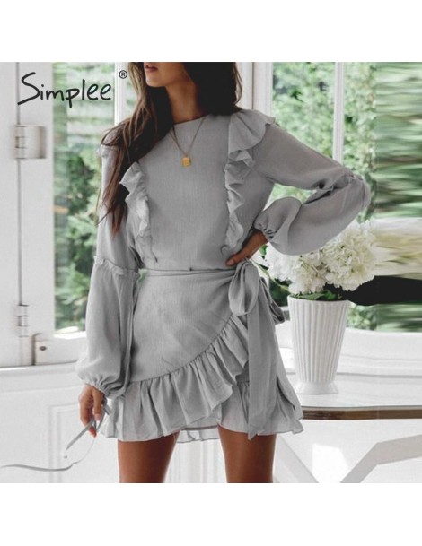 Dresses Ruffle summer dress women Long flare sleeve backless sashes short plus size dresses 2019 Elegant solid female vestido...