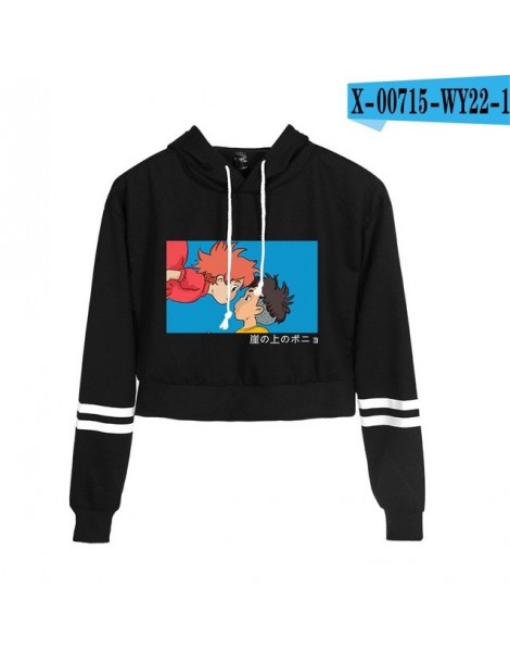 Hoodies & Sweatshirts Ponyo On The Cliff Navel Hoodie Sweatshirt Sexy Lady Cool Pullovers Crop Top Anime Autumn Long Sleeve K...