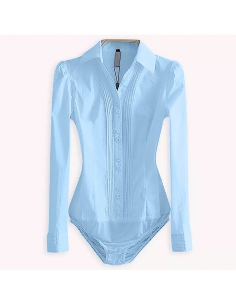 Bodysuits Elegant Bodysuits Women Office Lady White Body Shirt Long Sleeved Blouse Turn Down Collar Tops Female Clothing 2019...