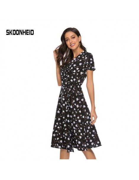 Dresses New Summer Print Floral Dress Women V Neck Short Sleeves Chiffon Bohemian Dresses Beach Midi Female Wrap Long Dress -...