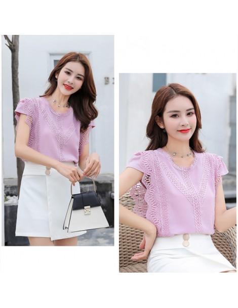 Blouses & Shirts Summer 2019 Womens Tops And Blouses Lace Patchwork Short Sleeve Solid Shirt Women Blouse Blusas Roupa Femini...