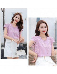 Blouses & Shirts Summer 2019 Womens Tops And Blouses Lace Patchwork Short Sleeve Solid Shirt Women Blouse Blusas Roupa Femini...