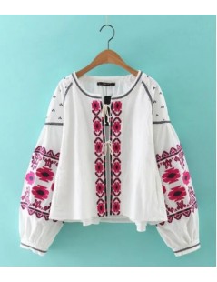 Jackets BOHO Colors Flower Embroidery Jacket Ethnic Woman Lantern sleeve Lacing up Kimono Cardigan Jacket Coat Sunscreen Femm...