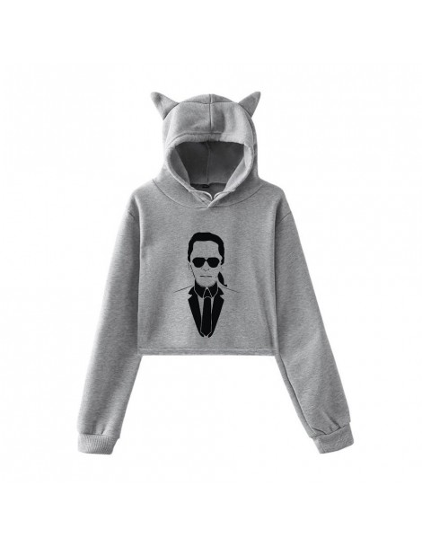 Hoodies & Sweatshirts LUCKYFRIDAY Kawaii Sweatshirts Karl Lagerfeld Cat Crop Top Women Hoodies Sexy Plus Size Print Tops Casu...