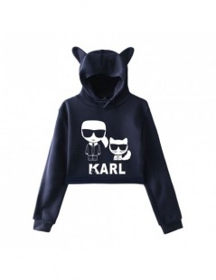 Hoodies & Sweatshirts LUCKYFRIDAY Kawaii Sweatshirts Karl Lagerfeld Cat Crop Top Women Hoodies Sexy Plus Size Print Tops Casu...