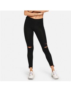 Leggings Black Striped Side Ripped Fitness Leggings Women Workout Stretchy Leggings 2018 Autumn Casual Pants And Bottoms - Bl...