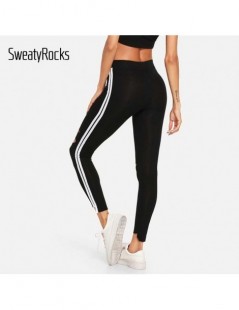 Leggings Black Striped Side Ripped Fitness Leggings Women Workout Stretchy Leggings 2018 Autumn Casual Pants And Bottoms - Bl...