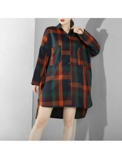 Blouses & Shirts 2019 New Spring Summer Lapel Long Sleeve Plaid Printed Irregular Loose Big Size Shirt Women Blouse Fashion T...