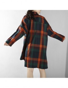 Blouses & Shirts 2019 New Spring Summer Lapel Long Sleeve Plaid Printed Irregular Loose Big Size Shirt Women Blouse Fashion T...