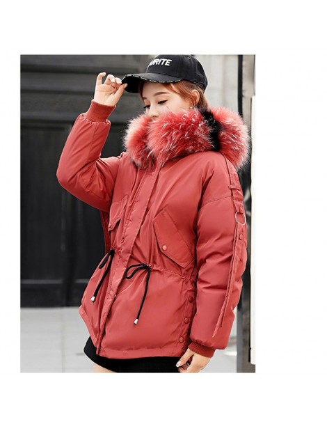 Parkas fashion parka women white pink black M-2XL plus size jacket 19 winter new long sleeve hooded slim warmth clothing femi...