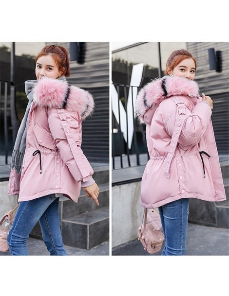 Parkas fashion parka women white pink black M-2XL plus size jacket 19 winter new long sleeve hooded slim warmth clothing femi...