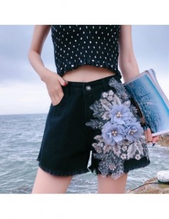 Shorts High Quality 2019 Denim Shorts Women Jeans Embroidery Floral Button Ripped Denim Shorts Mini Plus Size S-5XL Short Fem...