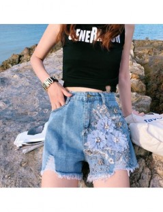 Shorts High Quality 2019 Denim Shorts Women Jeans Embroidery Floral Button Ripped Denim Shorts Mini Plus Size S-5XL Short Fem...