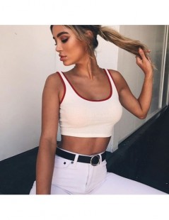 Tank Tops Sleeveless Women Crop Top Club Tank Sexy Fashion Camisoles Fitness Short Summer Elastic Hit Color Beach Casual - Pi...