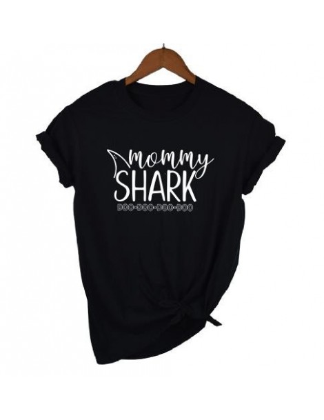 T-Shirts Papa Baby Mama Shark T-Shirt Matching Family Mom Dad Letter Print Women Top Short Sleeve Tee T Shirt Plus Size Drop ...