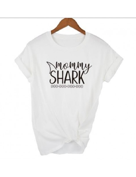 T-Shirts Papa Baby Mama Shark T-Shirt Matching Family Mom Dad Letter Print Women Top Short Sleeve Tee T Shirt Plus Size Drop ...