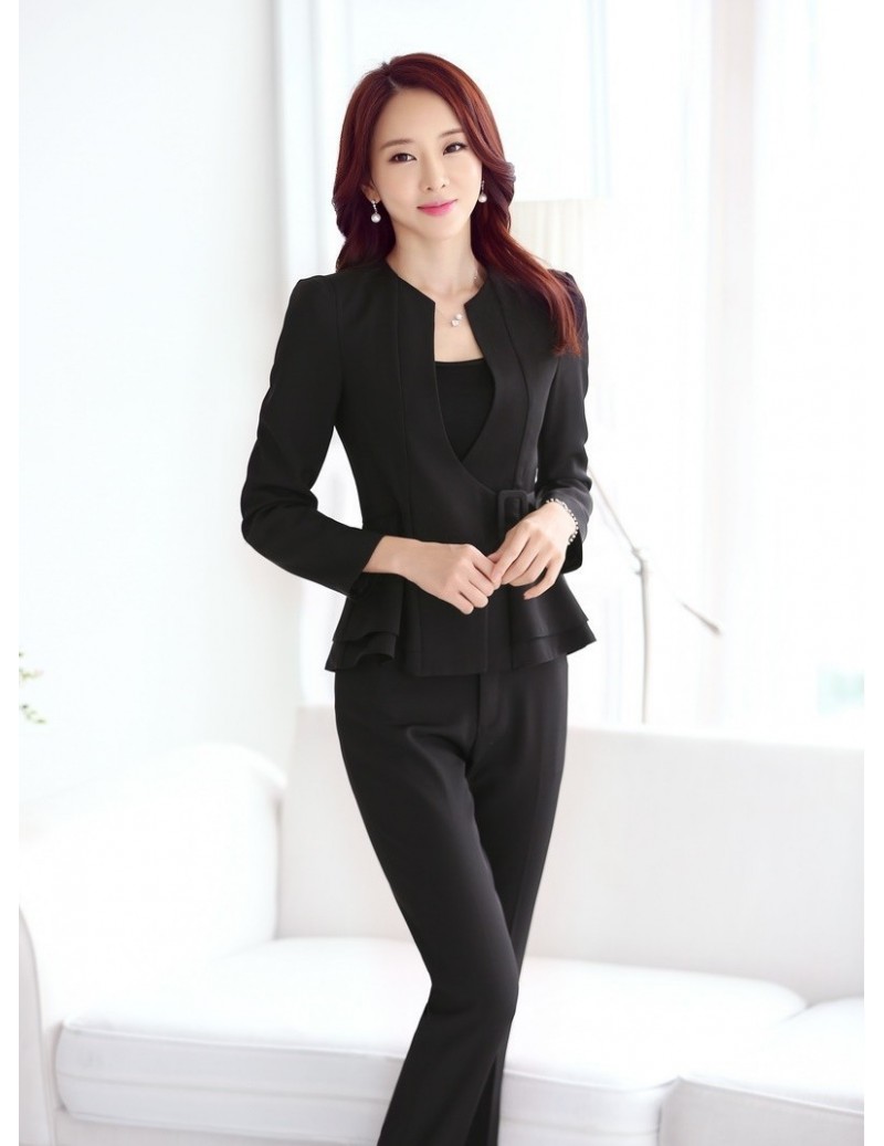 Formal Ladies Pant Suits for Women Work Wear Suits Black Blazer and ...