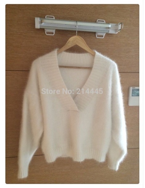 Pullovers 100% Genuine mink cashmere sweater women's Plush pure mink sweaters pullovers sweater basic coat JN214 - color 005 ...