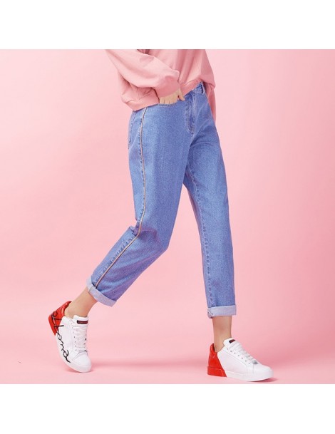 Jeans spring new irregular waist midwaist was thin light blue ladies boyfriend wind jeans plus size Harlan loose jeans 9033 -...