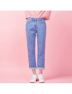 Jeans spring new irregular waist midwaist was thin light blue ladies boyfriend wind jeans plus size Harlan loose jeans 9033 -...