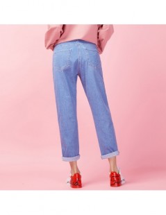 Jeans spring new irregular waist midwaist was thin light blue ladies boyfriend wind jeans plus size Harlan loose jeans 9033 -...