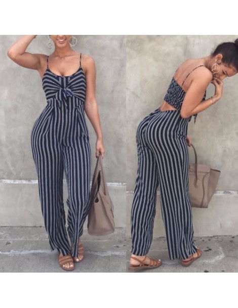 Jumpsuits Hirgin Ladies Women Striped Bow Clubwear Playsuit Bodysuit Party Overall Jumpsuit Strappy Romper Sleeveless Long Tr...