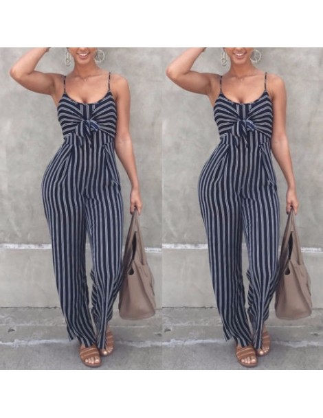 Jumpsuits Hirgin Ladies Women Striped Bow Clubwear Playsuit Bodysuit Party Overall Jumpsuit Strappy Romper Sleeveless Long Tr...