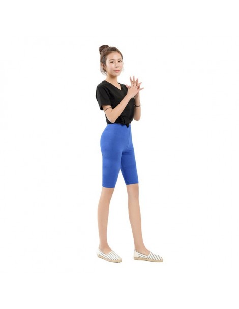 Shorts Women Short Knee Length Elastic Solid Color Ladies Casual Trousers Fitness Plus Size 3-5XL JL - sapphire - 46392890444...