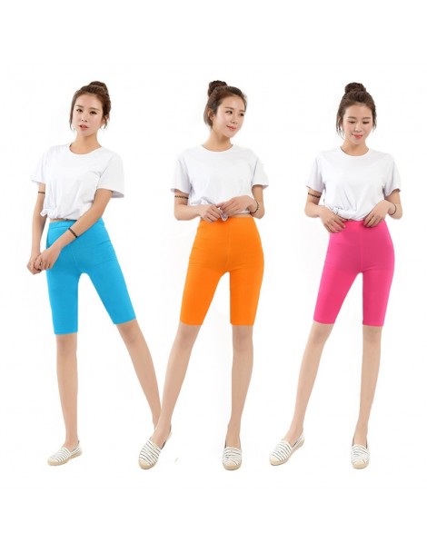 Shorts Women Short Knee Length Elastic Solid Color Ladies Casual Trousers Fitness Plus Size 3-5XL JL - sapphire - 46392890444...