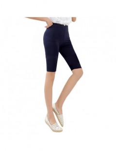 Shorts Women Short Knee Length Elastic Solid Color Ladies Casual Trousers Fitness Plus Size 3-5XL JL - sapphire - 46392890444...