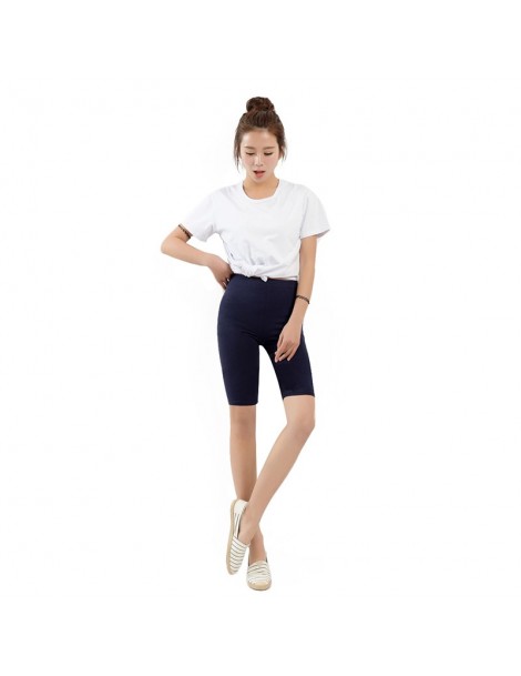 Shorts Women Short Knee Length Elastic Solid Color Ladies Casual Trousers Fitness Plus Size 3-5XL JL - sapphire - 46392890444...