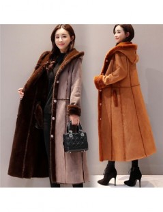 Parkas Autumn Winter Women Suede Jacket Hooded Coat Long Sleeve Warm Soft Lambswool Thicken Long Jacket Winter Coat Abrigo Mu...