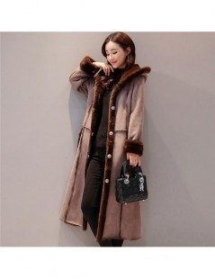 Parkas Autumn Winter Women Suede Jacket Hooded Coat Long Sleeve Warm Soft Lambswool Thicken Long Jacket Winter Coat Abrigo Mu...