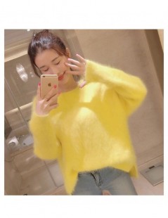 Pullovers New Fashion Women Fluffy Mink Cashmere Round Neck Loose Fashion Warm Mink Cashmere Sweater Women Thicken Long Sleev...