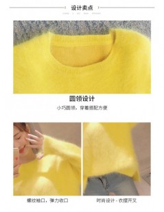 Pullovers New Fashion Women Fluffy Mink Cashmere Round Neck Loose Fashion Warm Mink Cashmere Sweater Women Thicken Long Sleev...