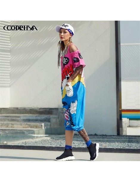 Jumpsuits Fashion Street Personality Loose Jumpsuits Women Hip-hop Pocket Jumpsuits Summer Harajuku Cartoon Print Suspenders ...