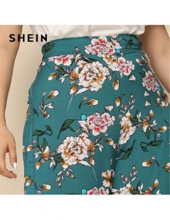 Pants & Capris Plus Size Green High Waist Floral Print Wide Leg Pants 2019 Women Summer Boho Casual Long Loose Plus Trousers ...