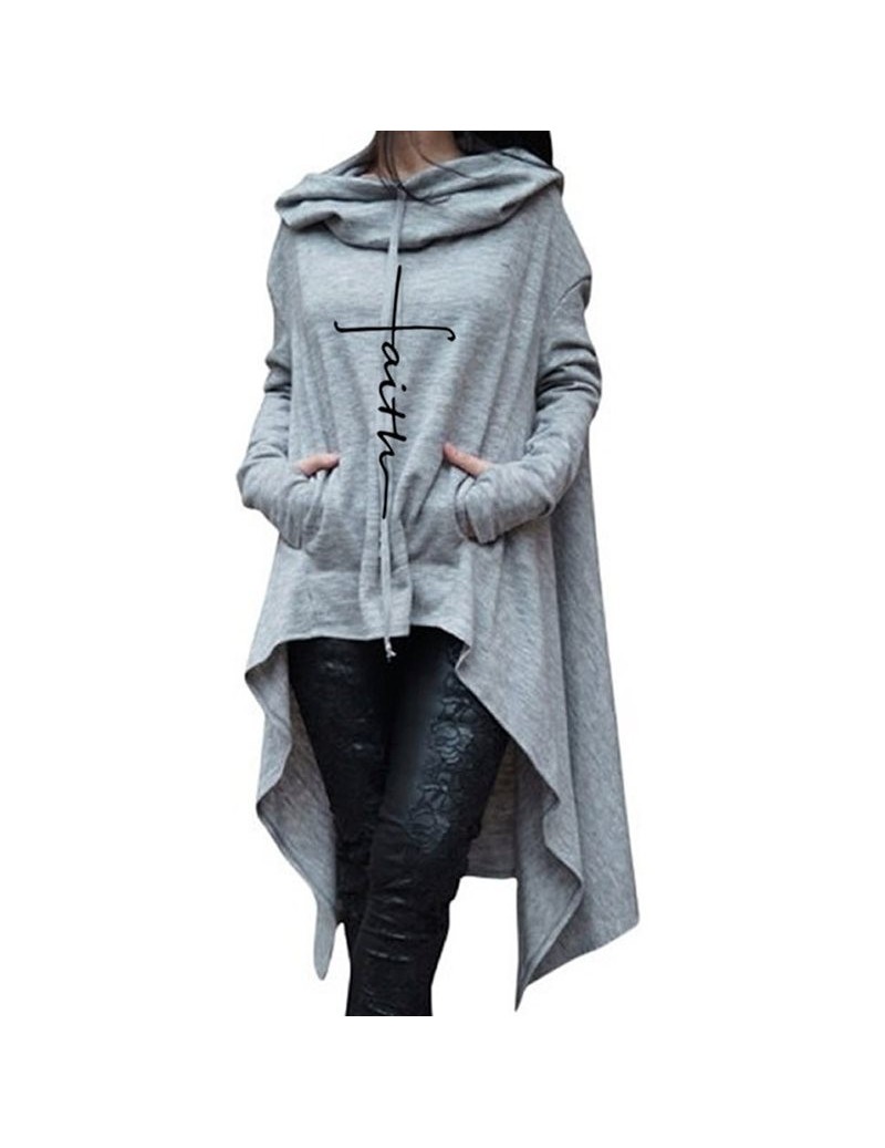 2019 Fall Gothic Plus Size Black Casual Women Long Hoodies Loose Hooded ...
