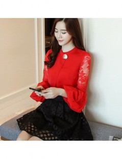 Blouses & Shirts 2019 fashion chiffon women's clothing lantern long sleeve black women blouse shirt sweet stand neck feminine...