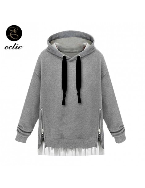 Hoodies & Sweatshirts Plain Hooded Sweatshirt Dress Side Zip Patchwork Clothes Lace Up Drawstring Hoodie Poleron Mujer 2019 T...