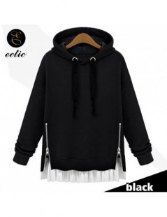 Hoodies & Sweatshirts Plain Hooded Sweatshirt Dress Side Zip Patchwork Clothes Lace Up Drawstring Hoodie Poleron Mujer 2019 T...