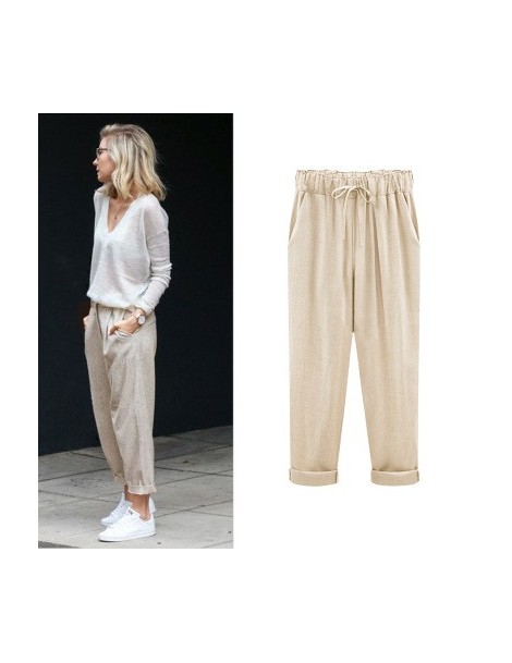 Shorts Women Casual Trousers High Waist Summer 2019 NEW Loose Cotton and Linen Trousers Vintage Fashion Straight Trousers PLU...