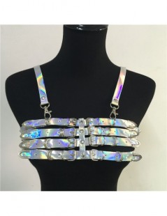 Women's Sets sexy shiny laser PU crop tank top metal chain mini skirts sets women holographic backless nightclub 2 pieces set...