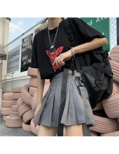 Skirts Fanco Women Skirts Sexy Harajuku Short Skirts Casual Grey Sashes Fashion Pleated Skirts Punk Mini Skirt Vintage - Blac...