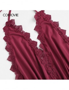 Dresses Burgundy Guipure Lace Trim Fringe Halter Dress Women 2019 Summer Boho Sleeveless Knot A Line Ladies Holiday Short Dre...