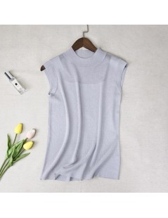 Tank Tops 2019 Summer Tank Tops Women Basic Knitted T-shirts Sleeveless Ice Silk Vest Tee Shirt Hollow Out Loose Casual Short...