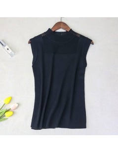 Tank Tops 2019 Summer Tank Tops Women Basic Knitted T-shirts Sleeveless Ice Silk Vest Tee Shirt Hollow Out Loose Casual Short...