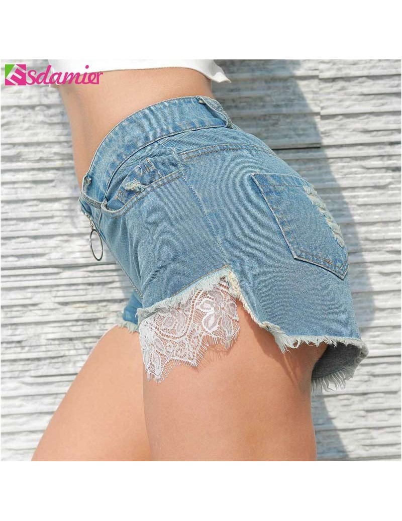 Esdamier Fashion Women Sexy Jeans Shorts Front Back Zipper High Waist Hole Shorts Women Night 4054