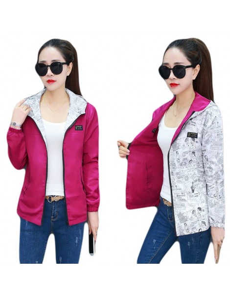 Jackets Mom's Plus Size Hooded Women Windbreak Printed jacket Big Size Loose Top Basic Coat For Ladies Both Sides Can Wear Ou...